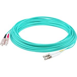 AddOn 44m SC to LC Aqua OM4 Duplex OFNP (Plenum-Rated) Fiber Patch Cable