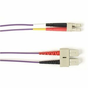 Black Box Fiber Optic Duplex Patch Network Cable - 6.50 ft Fiber Optic Network Cable for Network Device - First End: 2 x SC Network - Male - Second End: 2 x LC Network - Male - 1 Gbit/s - Patch Cable - OFNR - 62.5/125 &micro;m - Purple - TAA Compliant
