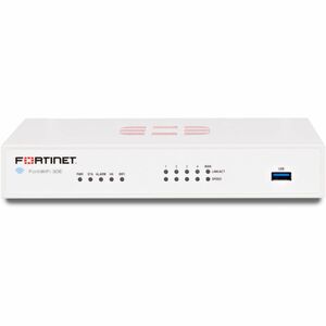 Fortinet FortiWifi FWF-30E Network Security/Firewall Appliance - Inbound Threats Protection - 5 Port - 10/100/1000Base-T - Gigabit Ethernet - 950 Mbit/s Firewall Throughput - Wireless LAN IEEE 802.11a/b/g/n - AES (256-bit), SHA-256 - 100 VPN - 5 x RJ-45 - 50 Hz, 60 Hz - Rack-mountable, Desktop