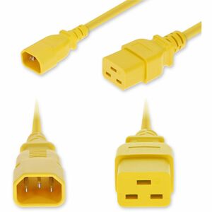 AddOn 3ft C14 Male to C19 Female Industrial Grade 14 AWG 250V at 15A PVC SJT (Service Junior Thermoplastic) Yellow Power Cable