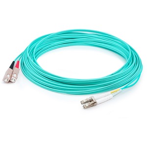 AddOn 64m SC to LC Aqua OM4 Duplex OFNR (Riser-Rated) Fiber Patch Cable