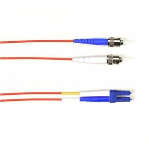 Black Box Fiber Optic Duplex Patch Network Cable - 49.20 ft Fiber Optic Network Cable for Network Device - First End: 2 x ST Network - Male - Second End: 2 x LC Network - Male - 1 Gbit/s - Patch Cable - OFNP - 9/125 &micro;m - Red - TAA Compliant