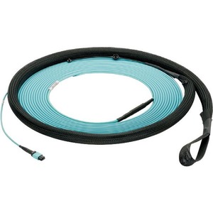 Panduit QuickNet Fiber Optic Trunk Network Cable - 45 ft Fiber Optic Network Cable for Network Device - First End: 1 x PanMPO Network - Male - Second End: 1 x PanMPO Network - Male - 100 Gbit/s - Trunk Cable - Plenum, OFNP - 50/125 &micro;m - Aqua