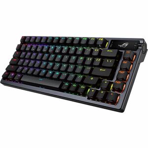 Asus ROG Azoth Gaming Keyboard - Wired/Wireless Connectivity - Bluetooth/RF - 5.1 - 2.40 GHz - USB 2.0 Type A Interface - RGB LED - Mac OS, Mac OS X 10.11 El Capitan, Windows 11 - MacBook - Mac, PC - Mechanical Keyswitch - Gunmetal