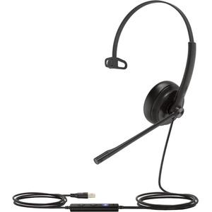 Yealink USB Wired Headset - Mono - USB - Wired - 32 Ohm - 20 Hz to 20 kHz - Over-the-head - Monaural - Uni-directional, Electret Microphone - Noise Canceling - Black