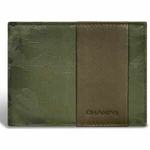 Champs Camo Carrying Case Rugged (Wallet) Credit Card - Green - RFID Resistant - Top Grain Cowhide Leather, Fabric Body - Camo Print - 3.3" Height x 4.5" Width x 0.3" Depth - Male