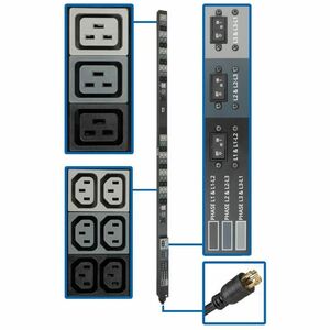 Eaton Tripp Lite Series 8.6kW 208/120V 3-Phase Basic PDU - 48 Outlets (36 C13, 6 C19, 6 5-15/20R), L21-30P Input, 6 ft. Cord, 70 in. 0U Rack