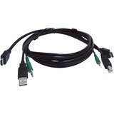 Black Box Secure KVM Cable - Each end (1) USB, (1) or (2) HDMI, (1) 3.5mm Audio - 10 ft KVM Cable for KVM Switch, PC, Computer - First End: 1 x USB - Male, 1 x HDMI Digital Audio/Video - Male, 1 x 3.5mm Stereo Audio - Male - Second End: 1 x USB - Male, 1 x HDMI Digital Audio/Video - Male, 1 x 3.5mm Stereo Audio - Male - Black - TAA Compliant