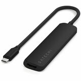 Satechi 4-in-1 USB-C Slim Multiport Adapter 4K - for Desktop PC, Notebook, Tablet, Smartphone, Monitor - Charging Capability - USB Type C - 4K, 4K @ 60Hz - 3840 x 2160 - 3 x USB Ports - 2 x USB Type-A Ports - USB Type-A - 1 x USB Type-C Ports - USB Type-C - HDMI - Black - Wired - Windows 11, Windows 10, Windows 8, Mac OS X 10.6 Snow Leopard, Mac OS X 10.12 Sierra, iOS, iPadOS 10.2, Linux 2.6.14, ChromeOS - 100W