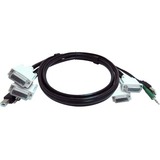 Black Box Secure KVM Cable - Each end (1) USB, (1) or (2) Dual-Link DVI, (1) 3.5mm Audio - 6 ft KVM Cable for KVM Switch, PC - First End: 1 x USB - Male, 2 x DVI (Dual-Link) Digital Video - Male, 1 x 3.5mm Stereo Audio - Male - Second End: 1 x USB - Male, 2 x DVI (Dual-Link) Digital Video - Male, 1 x 3.5mm Stereo Audio - Male - Black - TAA Compliant
