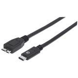 Manhattan SuperSpeed+ USB 3.1 Gen2 Type-C Male to Micro-B SuperSpeed Male Device Cable, 10 Gbps, 3 ft, Black