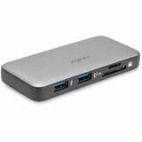 Rocstor Premium Docking Station - for Smartphone, Memory Card Reader, Notebook, Desktop PC, Monitor, Tablet - Charging Capability - Memory Card Reader - SD, microSD - USB Type C - 2 Displays Supported - 4K @ 60Hz, 4K, 4K UHD - 3840 x 2160 - 3 x USB Ports - 2 x USB 3.0 - 2 x USB Type-A Ports - USB Type-A - 1 x USB Type-C Ports - USB Type-C - 1 x RJ-45 Ports - Network (RJ-45) - HDMI - Space Gray - Wired - Gigabit Ethernet - 100W - Portable