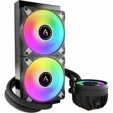 Arctic Liquid Freezer III 240 A-RGB Cooling Fan/Radiator/Pump - 2 x Fan(s) - 48.82 CFM Maximum Airflow - 2000 rpm - Liquid Cooler Cooler - Fluid Dynamic Bearing - 3-Pin A-RGB Connector, 4-Pin PWM Connector, 3x 4-Pin PWM Connector, 3-Pin A-RGB Connector + 3-Pin Plug - Compatible Intel Socket: LGA-1700, Socket LGA-1851, LGA-1200, LGA-115X - Compatible AMD Socket: AM5, AM4 - ARGB LED - Black - Aluminum Radiator - Processor, Motherboard, Case, CPU