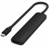 Satechi 6-in-1 USB-C Slim Multiport Adapter - for Monitor, Smartphone, Desktop PC, Tablet, Notebook - Charging Capability - Memory Card Reader - microSD, SD - USB Type C - 4K @ 60Hz - 3840 x 2160 - 3 x USB Ports - 1 x USB 2.0 - 2 x USB Type-A Ports - USB Type-A - 1 x USB Type-C Ports - USB Type-C - HDMI - Black - Wired - Windows 10, Windows 11, Windows 8, Mac OS X 10.6 Snow Leopard, Mac OS X 10.12 Sierra, iOS, iPadOS 10.2, Linux 2.6.14, ChromeOS - 100W