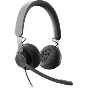 Logitech Zone Headset - Stereo - USB Type C - Wired - 32 Ohm - 20 Hz to 16 kHz - Over-the-head - Binaural - Circumaural - 6.23 ft Cable - Uni-directional, Omni-directional Microphone