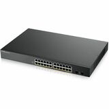 ZYXEL GS1900-24HPv2 24-Port Gigabit Smart Managed PoE Switch | 24 PoE+ Ports at 170W with 2 SFP Uplinks | TAA Compliant