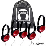 Hamilton Buhl Sack-O-Phones Headphone - Stereo - Mini-phone (3.5mm) - Wired - 32 Ohm - 50 Hz to 20 kHz - Over-the-head - Binaural - Ear-cup - 5 ft Cable - Red - 5