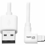 Eaton Tripp Lite Series USB-A to Right-Angle Lightning Sync/Charge Cable, MFi Certified - White, M/M, USB 2.0, 6 ft. (1.83 m)