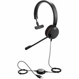 Jabra Evolve 20 Headset - Microsoft Teams Certification - Mono - USB Type A, USB Type C - Wired - 32 Ohm - 150 Hz to 7 kHz - Over-the-head, On-ear - Monaural - Supra-aural - 3.94 ft Cable - Electret Condenser Microphone - Black