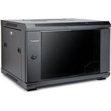 Rocstor SolidRack Wall Mount Rack Enclosure - SolidRack 6U Wall Mount R106SH4G Rack Enclosure with Tempered Glass Window - Front & Side Door Locks - 200 lb Maximum Weight Capacity - Assembled - 14.8" Rack Depth - Cold-rolled Steel - For LAN Switch, VoIP Device - Rack-mountable, Wall Mountable, Floor Standing - Optional Casters & Fans - 600mm x 450mm x 6U - ROHS & CE Certified - EIA-310-E & IP20 Protection Rating - WALLMOUNT STEEL CABINET - Black