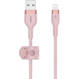Belkin USB-A Cable with Lightning Connector - 9.80 ft Lightning/USB Data Transfer Cable for iPhone, iPad, iPod, iPad Pro, iPad Air, iPad mini - First End: 1 x USB Type A - Male - Second End: 1 x Lightning - Male - MFI - Pink
