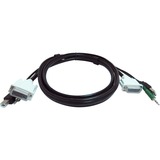 Black Box Secure KVM Cable - Each end (1) USB, (1) or (2) Dual-Link DVI, (1) 3.5mm Audio - 6 ft KVM Cable for KVM Switch, PC - First End: 1 x USB - Male, 1 x DVI (Dual-Link) Digital Video - Male, 1 x 3.5mm Stereo Audio - Male - Second End: 1 x USB - Male, 1 x DVI (Dual-Link) Digital Video - Male, 1 x 3.5mm Stereo Audio - Male - Black - TAA Compliant