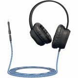 Extreme Headphone w/braided cable, (No volume control, no mic) w/ 3.5mm connector, breakaway adapter (Black)