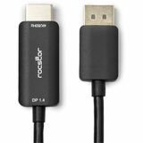 Rocstor DisplayPort/HDMI Audio/Video Cable - 6 ft DisplayPort/HDMI A/V Cable for Audio/Video Device, Computer, Chromebook, Digital Signage Player, Gaming Computer, HDTV, Graphics Card, Notebook, Monitor, PC, Projector, ... - First End: 1 x DisplayPort 1.4 Digital Audio/Video - Male - Second End: 1 x 19-Pin HDMI 2.0 Digital Audio/Video - Male - Supports up to 3840 x 2160 - Nickel, Gold Plated Connector - Gold Plated Contact - VW-1 - Black