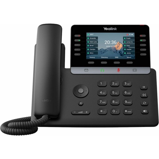 Yealink T74W IP Phone - Corded - Corded/Cordless - Bluetooth, Wi-Fi - 10 Multiple Conferencing - Wall Mountable - Black
