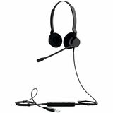 Jabra BIZ 2300 Headset - Microsoft Teams Certification - Stereo - USB Type A - Wired - 32 Ohm - 70 Hz to 16 kHz - Over-the-head, On-ear - Binaural - Supra-aural - 7.71 ft Cable - Noise Cancelling, Uni-directional Microphone - Black
