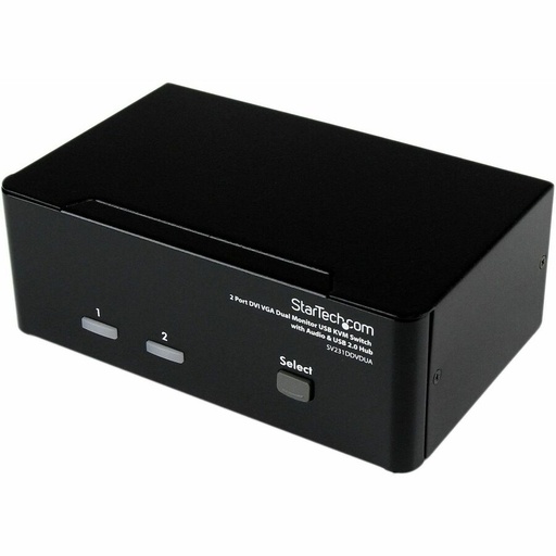 StarTech 2 Port DVI VGA Dual Monitor KVM Switch USB with Audio & USB 2.0 Hub, TAA