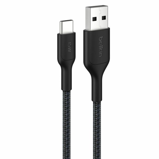 Belkin Braided USB-A to USB-C Cable 15W, 6.6ft/2m, Black
