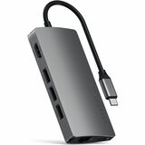 Satechi Type-C Multi-Port Adapter 4K with Ethernet V2 - for Monitor, Smartphone, Notebook, Desktop PC, Tablet PC - Charging Capability - Memory Card Reader - SD, microSD - USB Type C - 4K @ 60Hz, 4K - 3840 x 2160 - 4 x USB Ports - USB Type-A - 2 x USB Type-C Ports - USB Type-C - 1 x RJ-45 Ports - Network (RJ-45) - 1 x HDMI Ports - HDMI - Space Gray - Wired - Gigabit Ethernet - Windows 10, Windows 11, Windows 8, Mac OS X 10.6 Snow Leopard, Mac OS X 10.12 Sierra, iOS, iPadOS 10.2, Linux 2.6.1