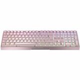 CHERRY XTRFY MX 3.0S Gaming Keyboard - Wired/Wireless Connectivity - Bluetooth/RF - 5.2 - 33 ft - 2.40 GHz - USB Type A Interface - RGB LED - Windows Lock Key, CHERRY Button, Calculator, Next Track, Previous Track, Play/Pause Hot Key(s) - Windows 10, Windows 11, Windows 7, Windows 8 - English (US) - PC - Aluminium - Mechanical/MX Keyswitch - AAA Battery Size Supported - Pink