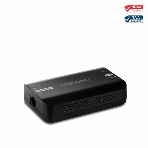 TRENDnet 10G PoE+ Injector, TPE-315GI, Convert Non-PoE Port to a PoE+ Port, PoE (15.4W) or PoE+ (30W), 10GBASE-T Compliant, Up to 100m (328 ft.), Black