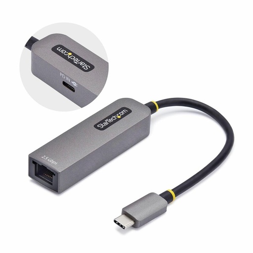 StarTech 2.5GbE USB-C to Ethernet Adapter, 100W PD Pass-Through, NBASE-T NIC, USB 3.0 Type-C 2.5/1G Multi Speed Network, USB 3.1 RJ45