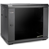 Rocstor SolidRack Wall Mount Rack Enclosure - SolidRack 9U Wall Mount R109SH4G Rack Enclosure with Tempered Glass Window - Front & Side Door Locks - 200 lb Maximum Weight Capacity - Assembled - 14.8" Rack Depth - Cold-rolled Steel - For LAN Switch, VoIP Device - Rack-mountable, Wall Mountable, Floor Standing - Optional Casters & Fans - 600mm x 450mm x 9U - ROHS & CE Certified - EIA-310-E & IP20 Protection Rating - WALLMOUNT STEEL CABINET - Black