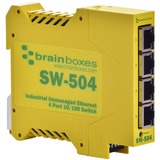 Brainboxes SW-504 Industrial Unmanaged Ethernet Switch 4 Ports - 4 Ports - Fast Ethernet - 10/100Base-TX - 2 Layer Supported - Twisted Pair - Rail-mountable - Lifetime Limited Warranty