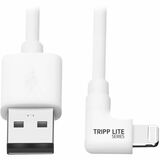 Eaton Tripp Lite Series USB-A to Right-Angle Lightning Sync/Charge Cable, MFi Certified - White, M/M, USB 2.0, 3 ft. (0.91 m)