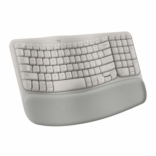Logitech Wave Keys Wireless Ergonomic Keyboard with Cushioned Palm Rest, Comfortable Natural Typing, Easy-Switch, Bluetooth, Sand