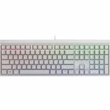 CHERRY XTRFY MX 2.0S Gaming Keyboard - Cable Connectivity - USB Type A Interface - RGB LED - Browser, CHERRY Button, Function, Next Track, Previous Track, Play/Pause, Mute, Volume Down, Volume Up, Calculator Hot Key(s) - Windows 10, Windows 7, Windows 8, Windows 11 - English (US) - PC - MX2A Red Keyswitch - White
