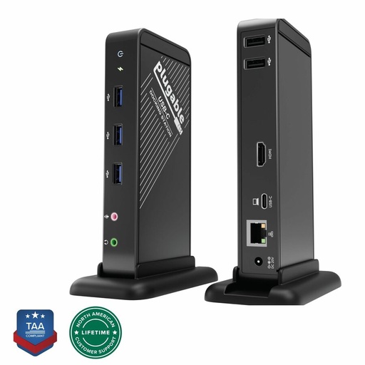 Plugable USB-C Dock - 4K HDMI, 60W Charging, Ethernet, USB 3.0/2.0 Ports