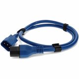 AddOn 4ft C13 (Locking) Female to C14 (Locking) Male 14AWG 15A Blue 100-250V Power Cable