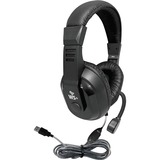 Hamilton Buhl Deluxe USB Multimedia Headset with Steel-Reinforced Gooseneck Mic - Stereo - USB 2.0 - Wired - 32 Ohm - 50 Hz to 20 kHz - On-ear - Binaural - Ear-cup - 5 ft Cable - Uni-directional Microphone - Black