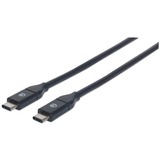 Manhattan SuperSpeed+ USB C Device Cable - 1.64 ft USB Data Transfer Cable - First End: 1 x USB 3.1 Type C - Male - Second End: 1 x USB 3.1 Type C - Male - 10 Gbit/s - Shielding - Nickel Plated Contact - 30 AWG - Black