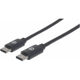 Manhattan USB 2.0 Type-C Device Cable - 9.84 ft USB-C Data Transfer Cable for Notebook, MacBook Pro, Tablet, Wall Charger, Power Bank, USB Device - First End: 1 x USB 2.0 Type C - Male - Second End: 1 x USB 2.0 Type C - Male - 480 Mbit/s - Shielding - Nickel Plated Contact - Armored - 30 AWG - Black