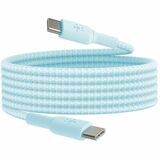 Belkin BoostCharge Braided USB-C to USB-C Cable - 6.60 ft USB-C Data Transfer Cable for Smartphone, Tablet, Notebook, AirPods Pro, iPad Air, iPad mini, iPad Pro, iPhone, MacBook Air, MacBook Pro, iPad, ... - First End: 1 x USB 2.0 Type C - Male - Second End: 1 x USB 2.0 Type C - Male - 480 Mbit/s - Blue