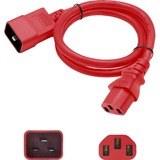 AddOn 2ft C13 Female to C20 Male 14AWG 100-250V at 15A Red Power Cable