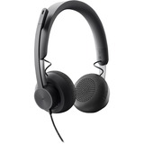 Logitech Zone Headset - Stereo - USB Type C - Wired - 32 Ohm - 20 Hz to 16 kHz - Over-the-head - Binaural - Circumaural - 6.23 ft Cable - Uni-directional, Omni-directional Microphone