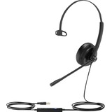 Yealink UH34 Headset - Mono - USB Type C, Mini-phone (3.5mm) - Wired - 32 Ohm - 20 Hz to 20 kHz - Over-the-head - Monaural - Ear-cup - 3.94 ft Cable - Noise Cancelling, Uni-directional, Electret, Condenser Microphone - Black